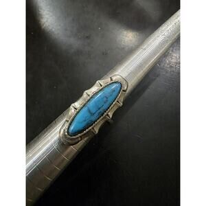 Pewter And Turquoise Ring Size 8.5